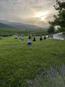 Ktima Kir-Yianni Naoussa outdoor yoga in the vines